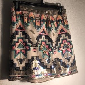 Aztec Sequin Mini Skirt